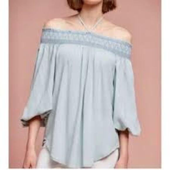 Holding Horses Smocked Off The Shoulder Peasant Boho Tunic Women's Size Large - Picture 2 of 8